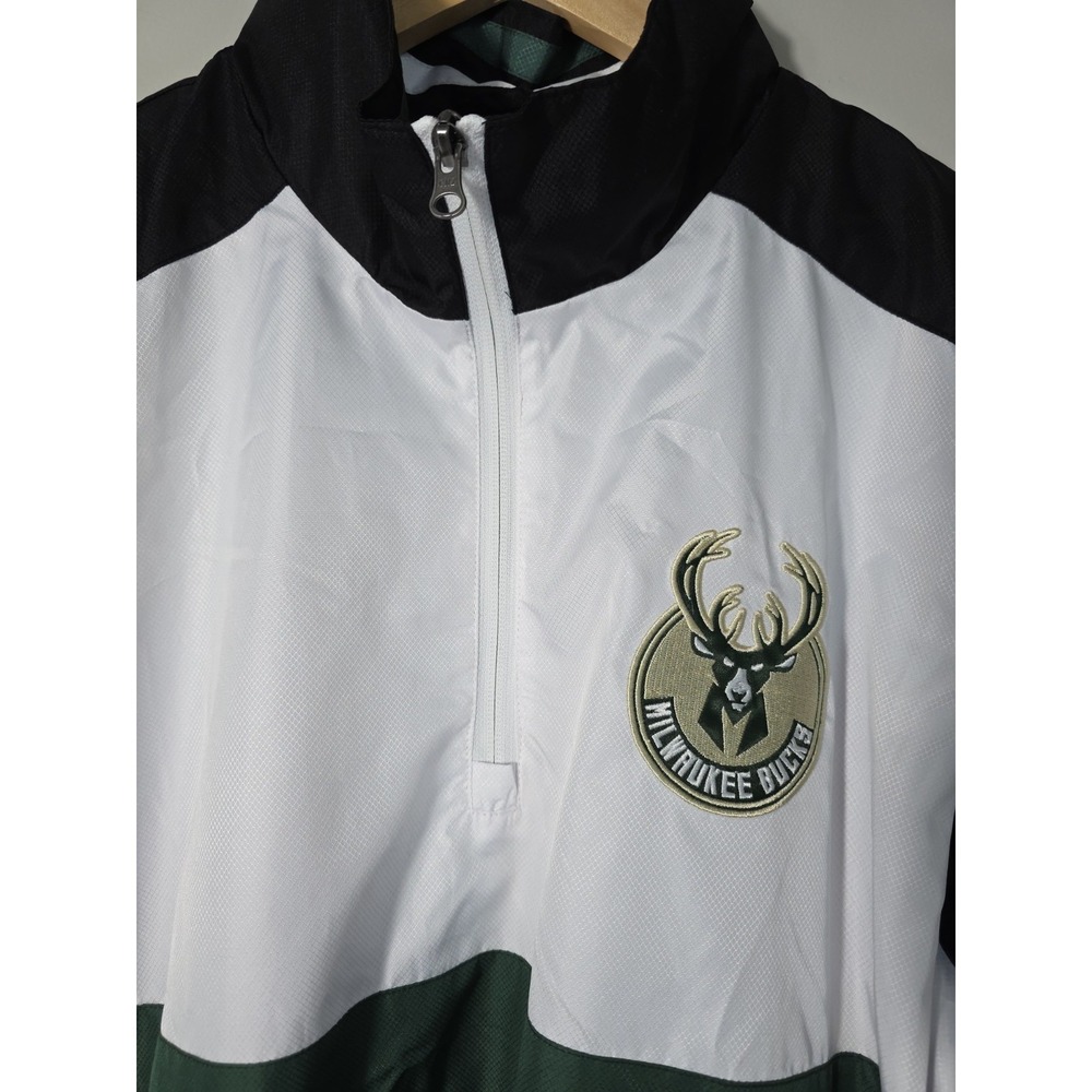 NBA Milwaukee Bucks Jacket Men L Windbreaker G-III Half Zip NWT $85 - Picture 5 of 13